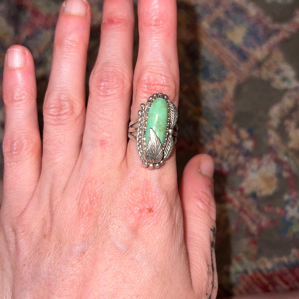 Green turquoise ring size 6